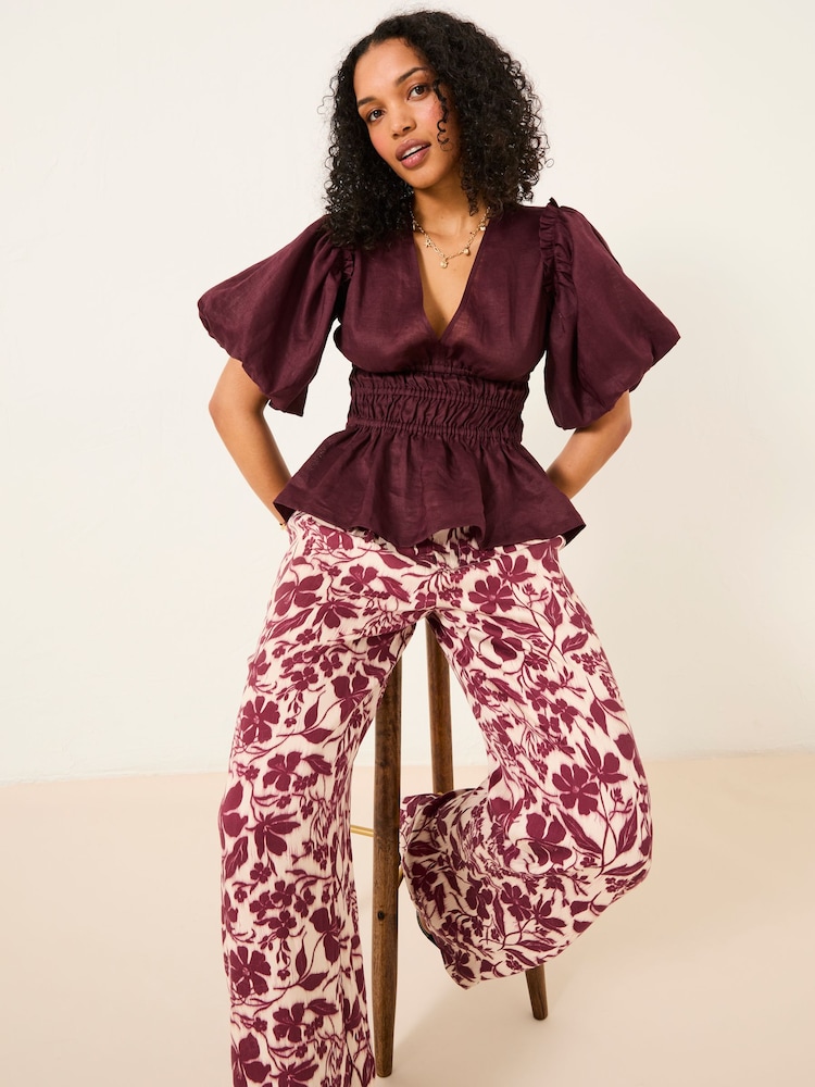 Claret - FatFace Bedruckte Satin-Hosen - Image 5 of 8