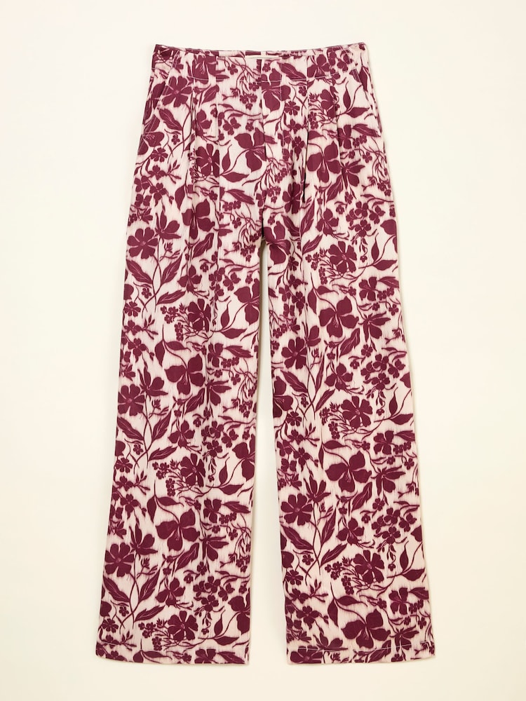 FatFace Kingston Claret Printed Satin Trousers - Image 6 of 6