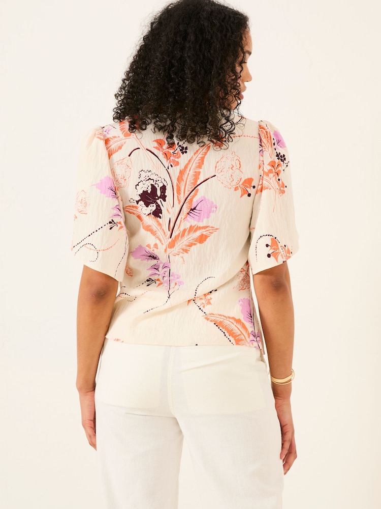 FatFace Isla Ivory Flute Sleeve Top - Image 2 of 7 FatFace Isla Ivory Flute Sleeve Top - Image 2 of 7