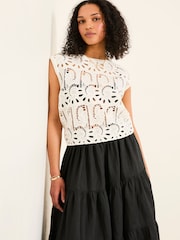 FatFace Clover Ivory Crochet Top - Image 1 of 8