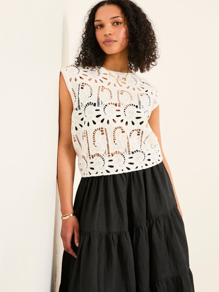 FatFace Clover Ivory Crochet Top - Image 1 of 8