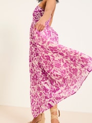 FatFace Flora Purple Strapless Printed Floral Dress - Image 6 of 8
