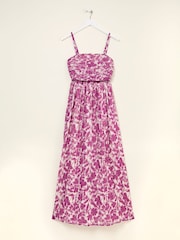FatFace Flora Purple Strapless Printed Floral Dress - Image 7 of 8