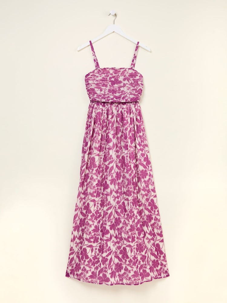 FatFace Flora Purple Strapless Printed Floral Dress - Image 7 of 8