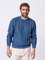 Aubin Blue Lenton Cotton Crew Jumper - Image 1 of 7