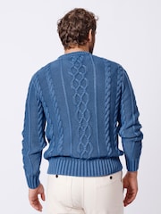 Aubin Blue Lenton Cotton Crew Jumper - Image 2 of 7