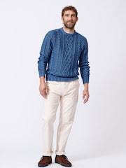 Aubin Blue Lenton Cotton Crew Jumper - Image 3 of 7