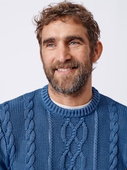 Aubin Blue Lenton Cotton Crew Jumper - Image 4 of 7