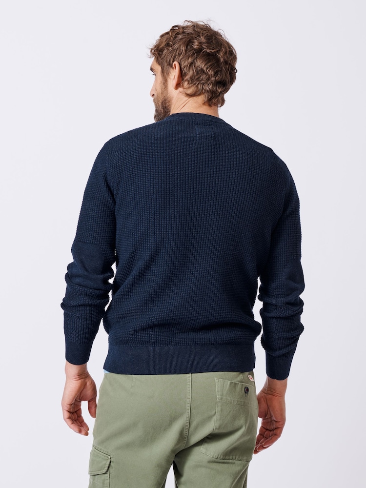 Aubin Blue Holywell Pique Crew Neck 100% Organic Cotton Jumper - Image 2 of 7