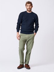Aubin Blue Holywell Pique Crew Neck 100% Organic Cotton Jumper - Image 3 of 7
