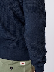 Aubin Blue Holywell Pique Crew Neck 100% Organic Cotton Jumper - Image 5 of 7
