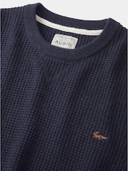 Aubin Blue Holywell Pique Crew Neck 100% Organic Cotton Jumper - Image 7 of 7