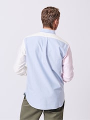 Aubin Blue Burwell Patchwork 100% Cotton Shirt - Image 2 of 9