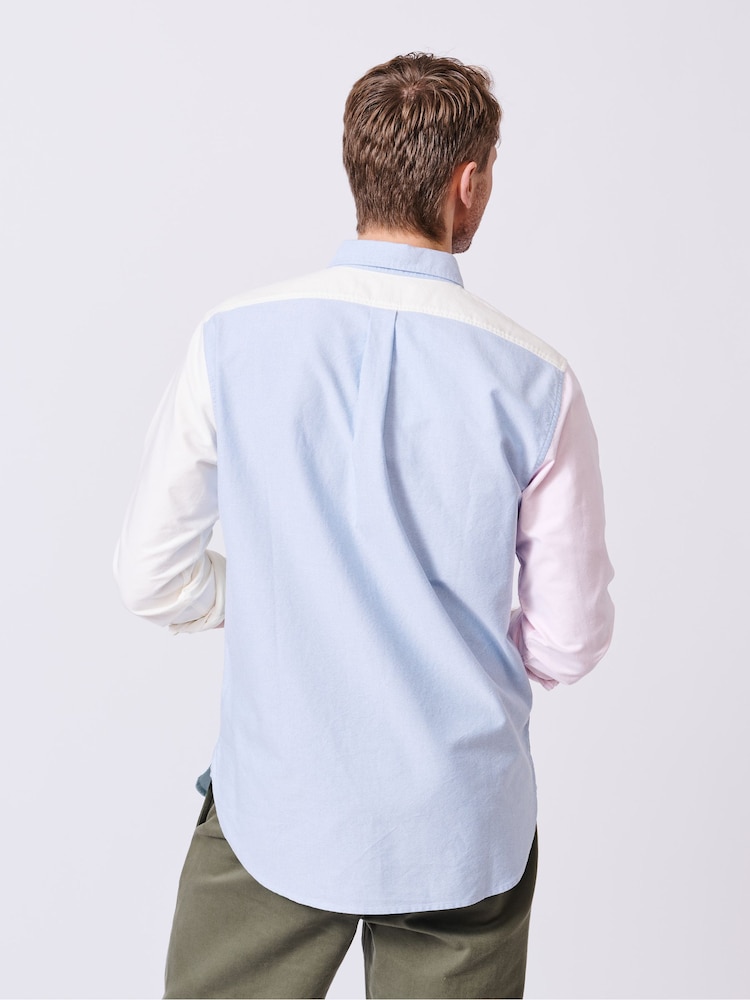 Aubin Blue Burwell Patchwork 100% Cotton Shirt - Image 2 of 9