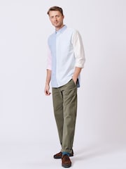Aubin Blue Burwell Patchwork 100% Cotton Shirt - Image 3 of 9