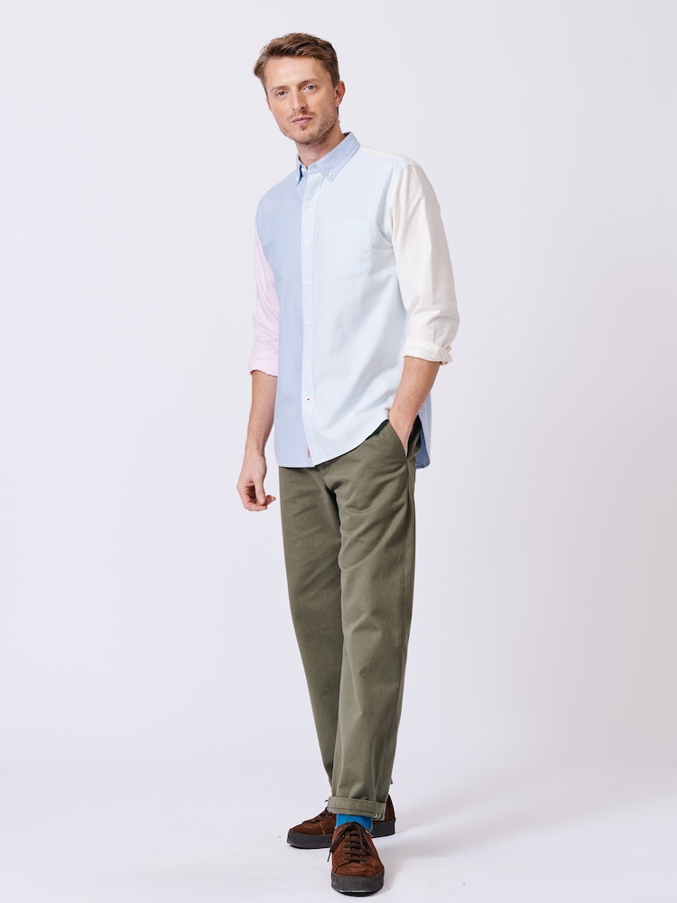 Aubin Blue Burwell Patchwork 100% Cotton Shirt - Image 3 of 9