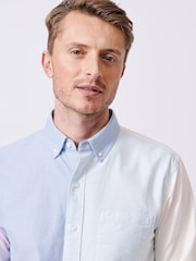 Aubin Blue Burwell Patchwork 100% Cotton Shirt - Image 4 of 9