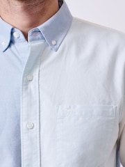Aubin Blue Burwell Patchwork 100% Cotton Shirt - Image 7 of 9