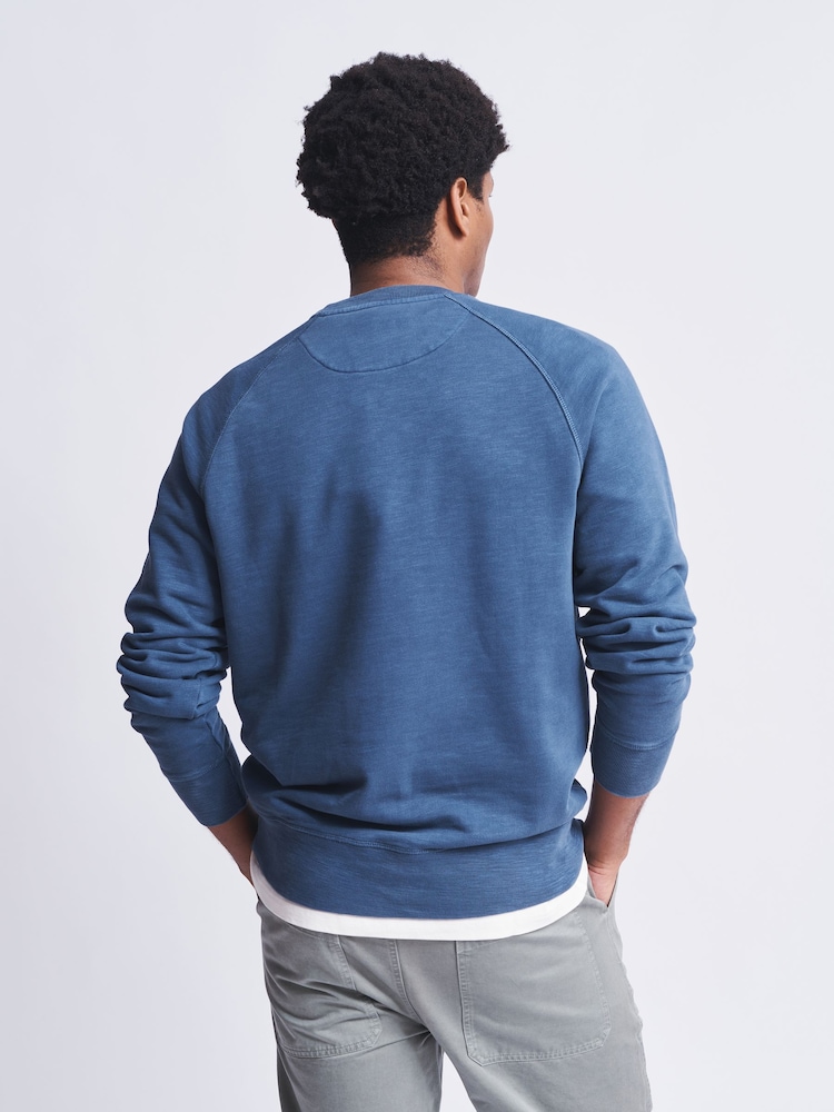 Aubin Blue Garsdale Slub Crew Sweatshirt - Image 2 of 6