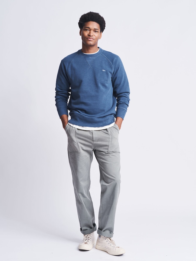 Aubin Blue Garsdale Slub Crew Sweatshirt - Image 3 of 6