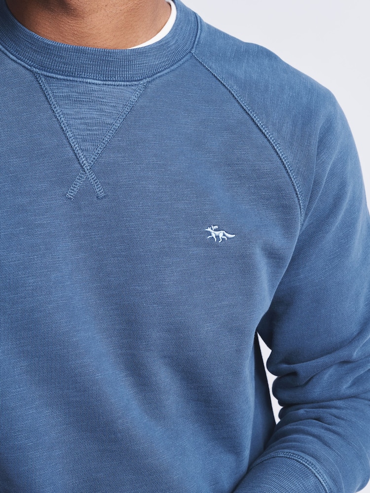 Aubin Blue Garsdale Slub Crew Sweatshirt - Image 4 of 6