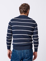 Aubin Blue Leverton Cotton Crew 100% Organic Cotton Jumper - Image 2 of 5