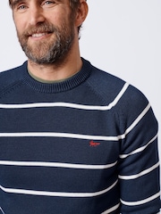 Aubin Blue Leverton Cotton Crew 100% Organic Cotton Jumper - Image 4 of 5