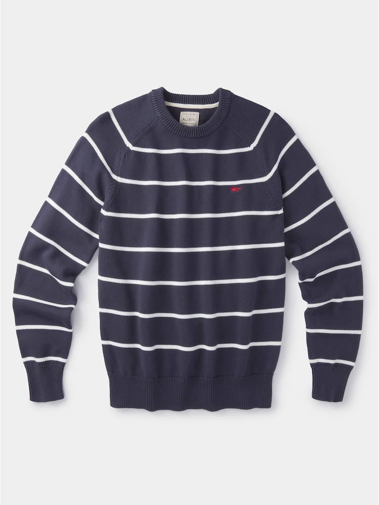 Aubin Blue Leverton Cotton Crew 100% Organic Cotton Jumper - Image 5 of 5