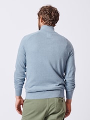 Aubin Blue Bonby Zip Neck 100% Cotton Jumper - Image 2 of 8
