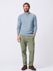 Aubin Blue Bonby Zip Neck 100% Cotton Jumper - Image 3 of 8