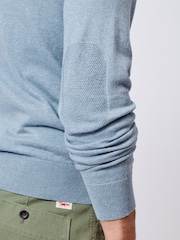 Aubin Blue Bonby Zip Neck 100% Cotton Jumper - Image 6 of 8