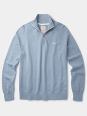 Aubin Blue Bonby Zip Neck 100% Cotton Jumper - Image 7 of 8