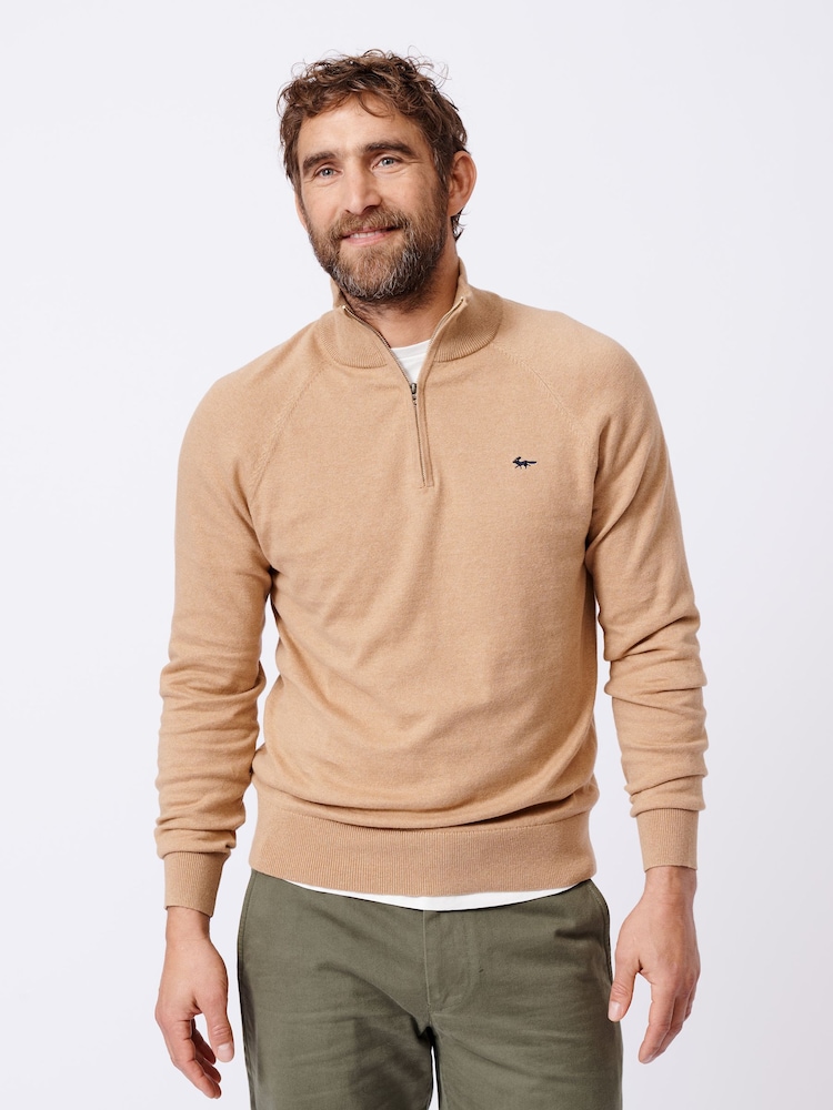 Aubin Bonby Quarter Zip Cotton Jumper - Image 1 of 8