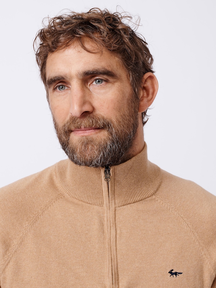 Aubin Bonby Quarter Zip Cotton Jumper - Image 6 of 8