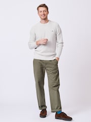 Aubin Blue Holywell Pique Crew Neck 100% Organic Cotton Jumper - Image 1 of 6