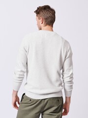 Aubin Blue Holywell Pique Crew Neck 100% Organic Cotton Jumper - Image 2 of 6