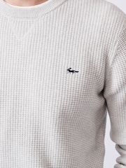 Aubin Blue Holywell Pique Crew Neck 100% Organic Cotton Jumper - Image 3 of 6