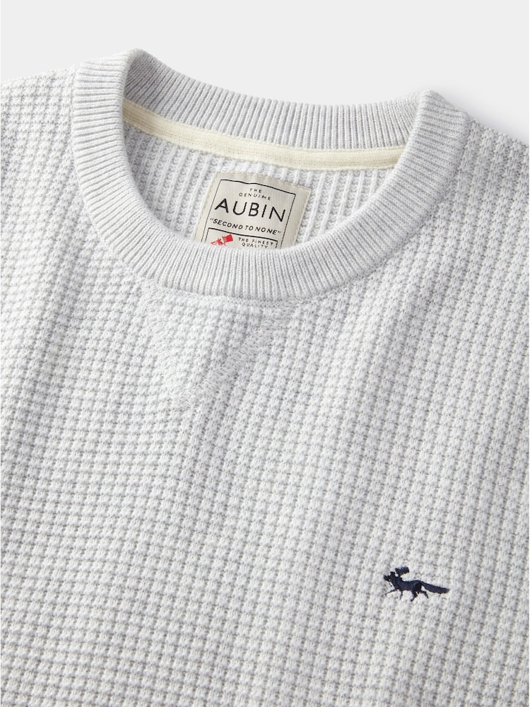 Aubin Blue Holywell Pique Crew Neck 100% Organic Cotton Jumper - Image 6 of 6