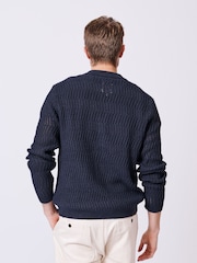 Aubin Blue Langtoft Textured 100% Cotton Cardigan - Image 2 of 6
