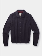 Aubin Blue Langtoft Textured 100% Cotton Cardigan - Image 6 of 6