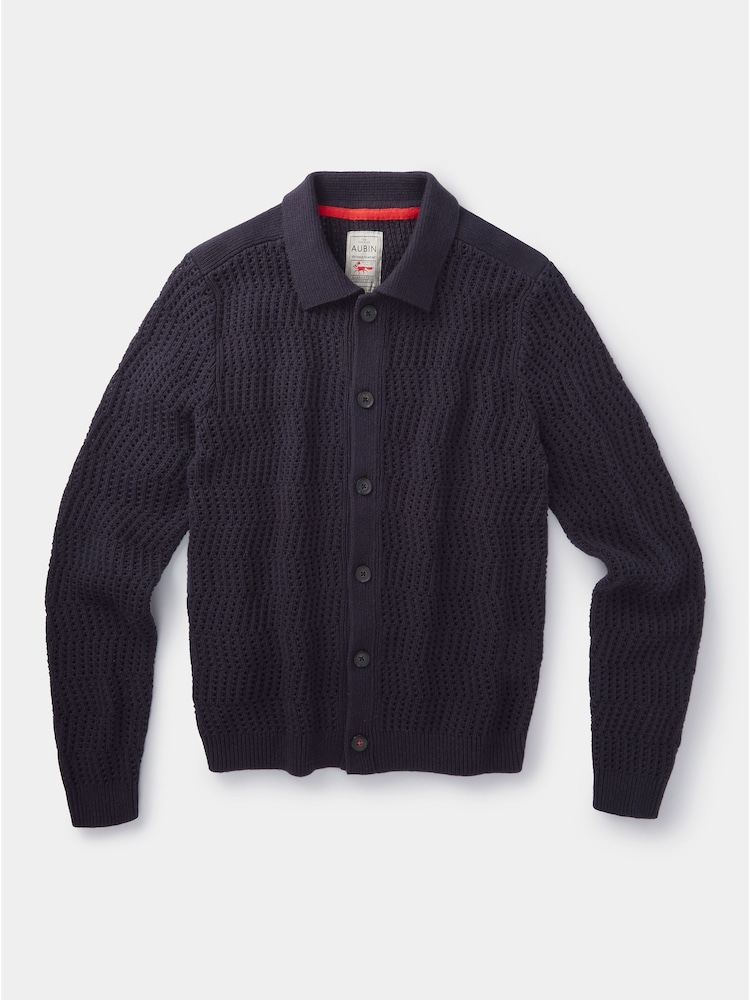 Aubin Blue Langtoft Textured 100% Cotton Cardigan - Image 6 of 6