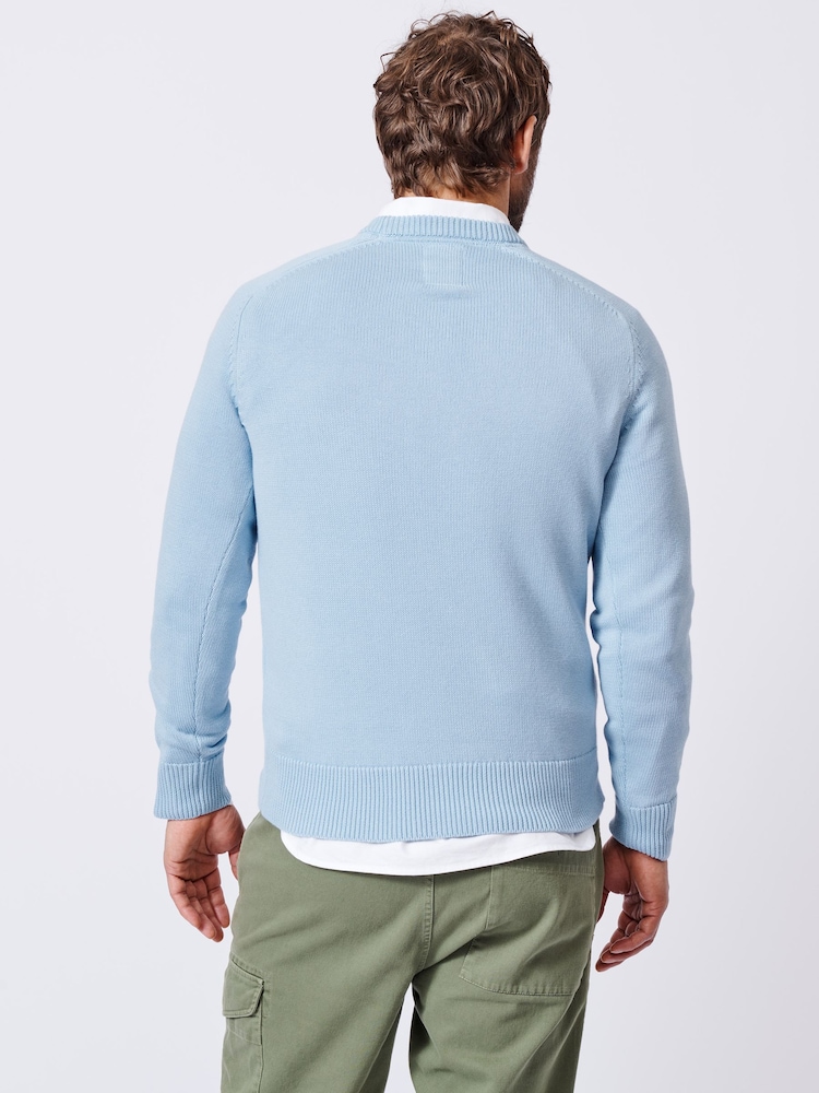 Aubin Blue Leverton Cotton Crew Jumper - Image 2 of 5