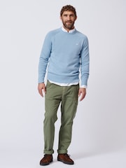 Aubin Blue Leverton Cotton Crew Jumper - Image 3 of 5