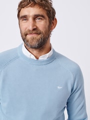 Aubin Blue Leverton Cotton Crew Jumper - Image 4 of 5