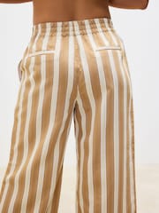 Ecru/Brown Wide Leg Striped Trousers - Image 3 of 6