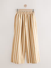 Ecru/Brown Wide Leg Striped Trousers - Image 4 of 6