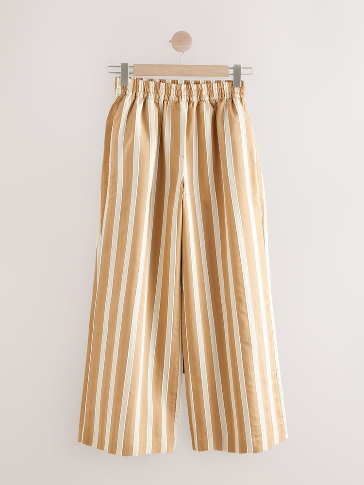 Ecru/Brown Wide Leg Striped Trousers - Image 4 of 6