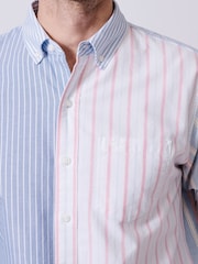 Aubin Blue Burwell Patchwork 100% Cotton Shirt - Image 4 of 8