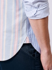 Aubin Blue Burwell Patchwork 100% Cotton Shirt - Image 6 of 8