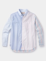 Aubin Blue Burwell Patchwork 100% Cotton Shirt - Image 7 of 8